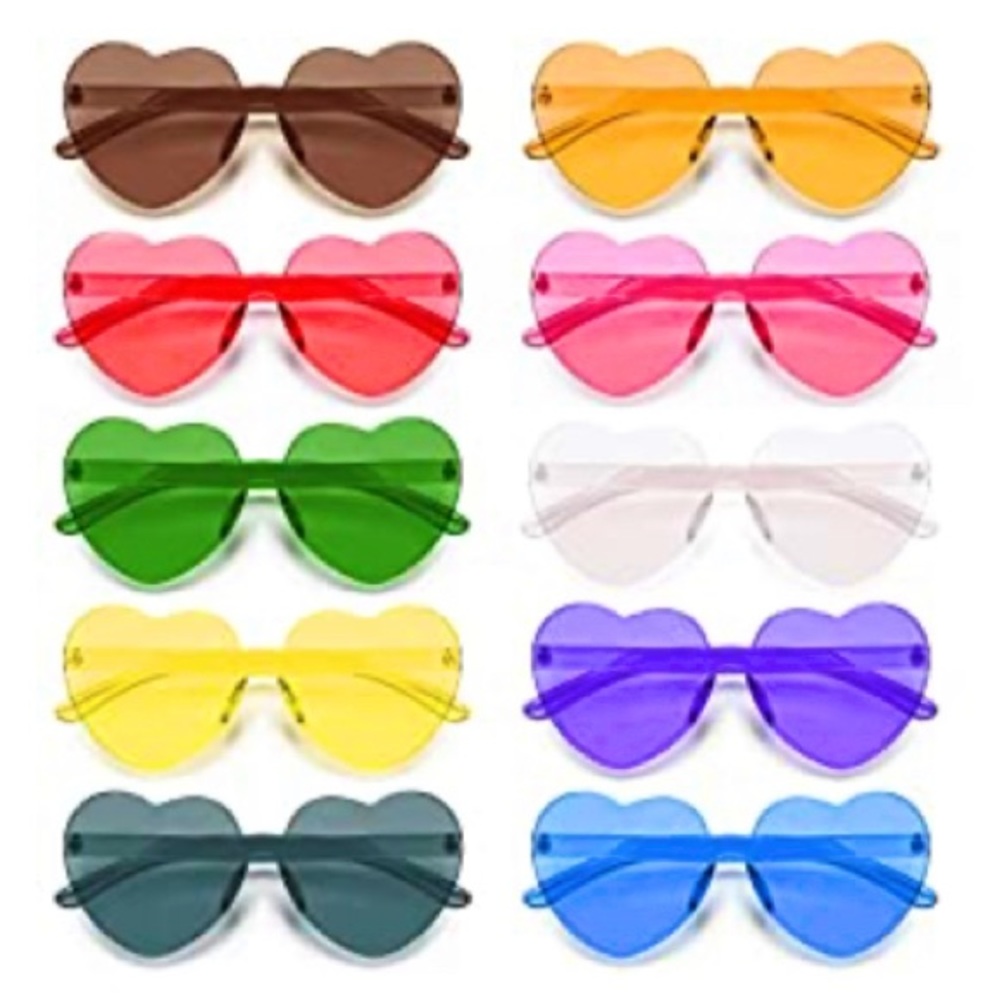 Cute 10pk Multicolor Heart Shaped Sunglasses - Parties, Accessories, Photoshoots